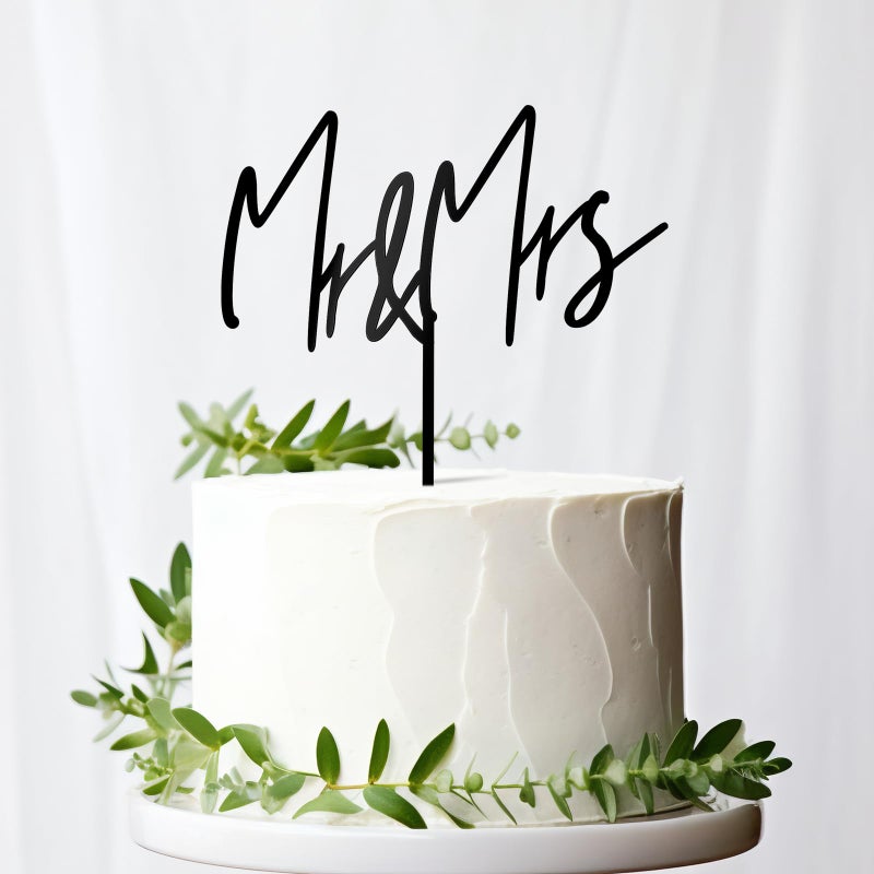 غلاف كعكة الزفاف باللون الأسود من Party to Be Mr & Mrs (تصميم 02) - Image 1
